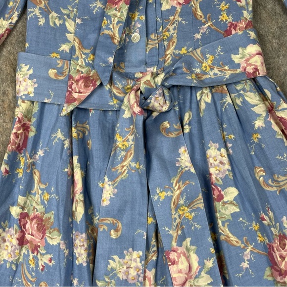 Laura Ashley Cottagecore Romantic Feminine Prairie Floral Cotton Wool Dress Sz 8 - Picture 10 of 16